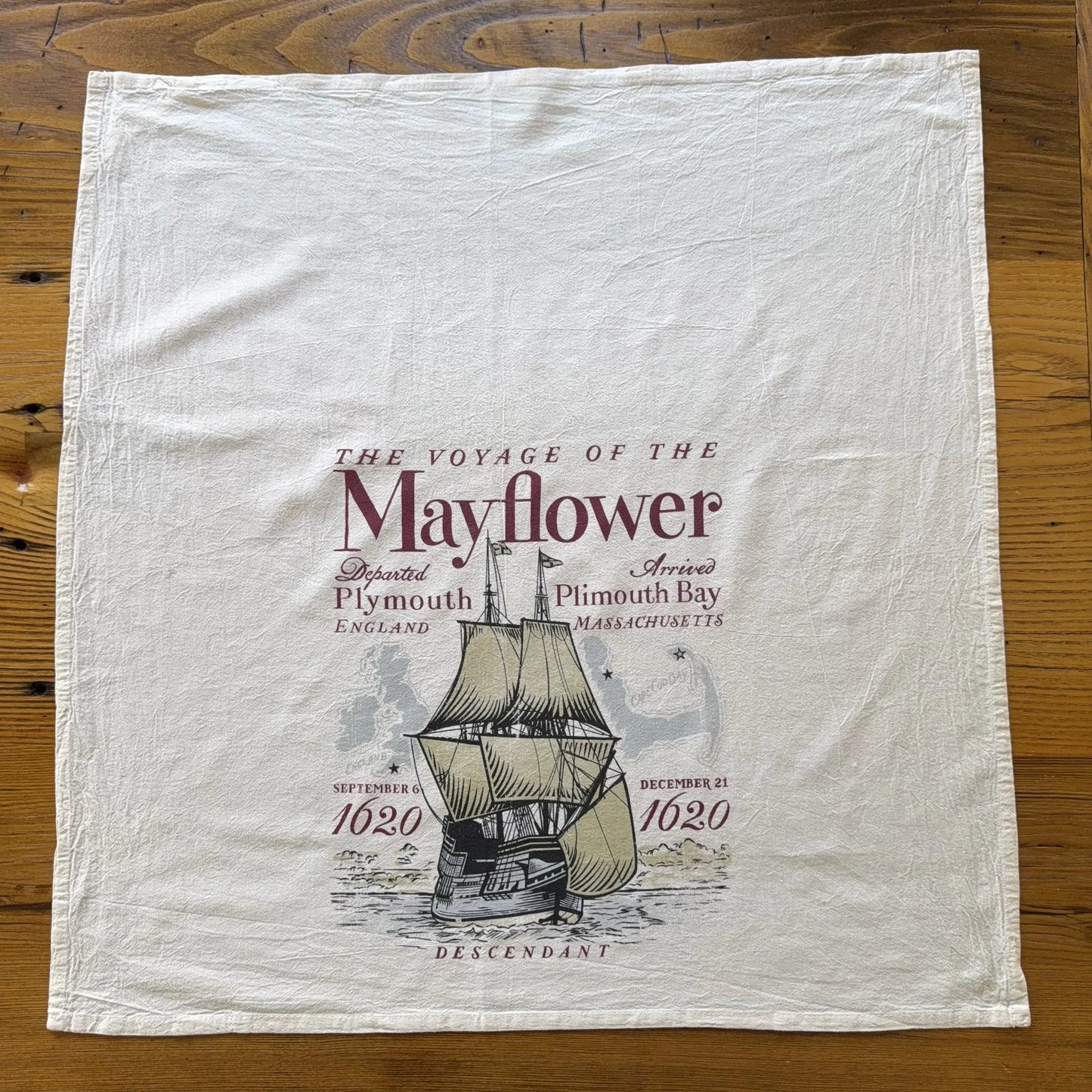 "The Voyage of the Mayflower" Tea Towel — Made in America