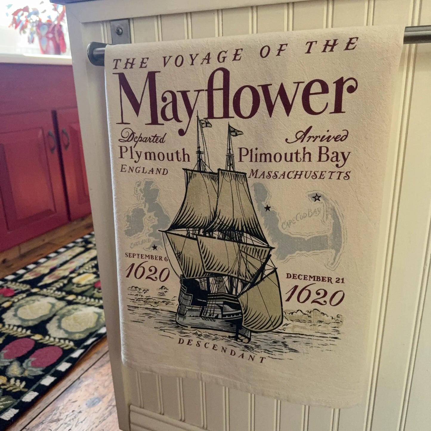 "The Voyage of the Mayflower" Tea Towel — Made in America