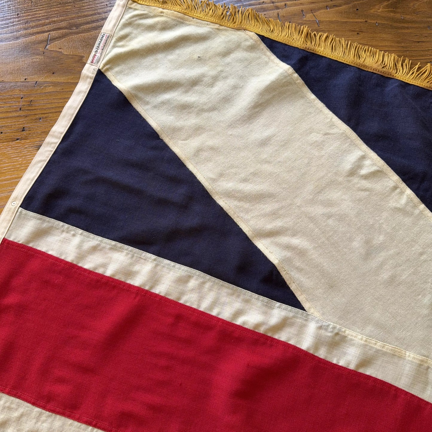 Union Jack display flag with gold fringe — Wool — 47" x 69" — Made by Annin