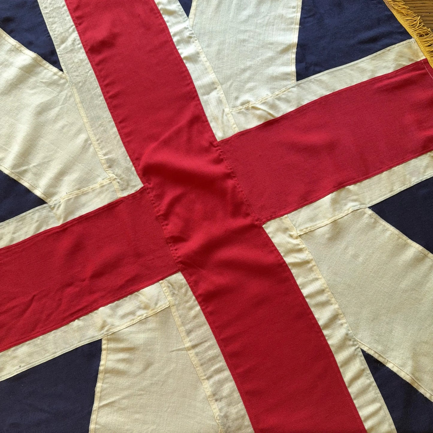 Union Jack display flag with gold fringe — Wool — 47" x 69" — Made by Annin