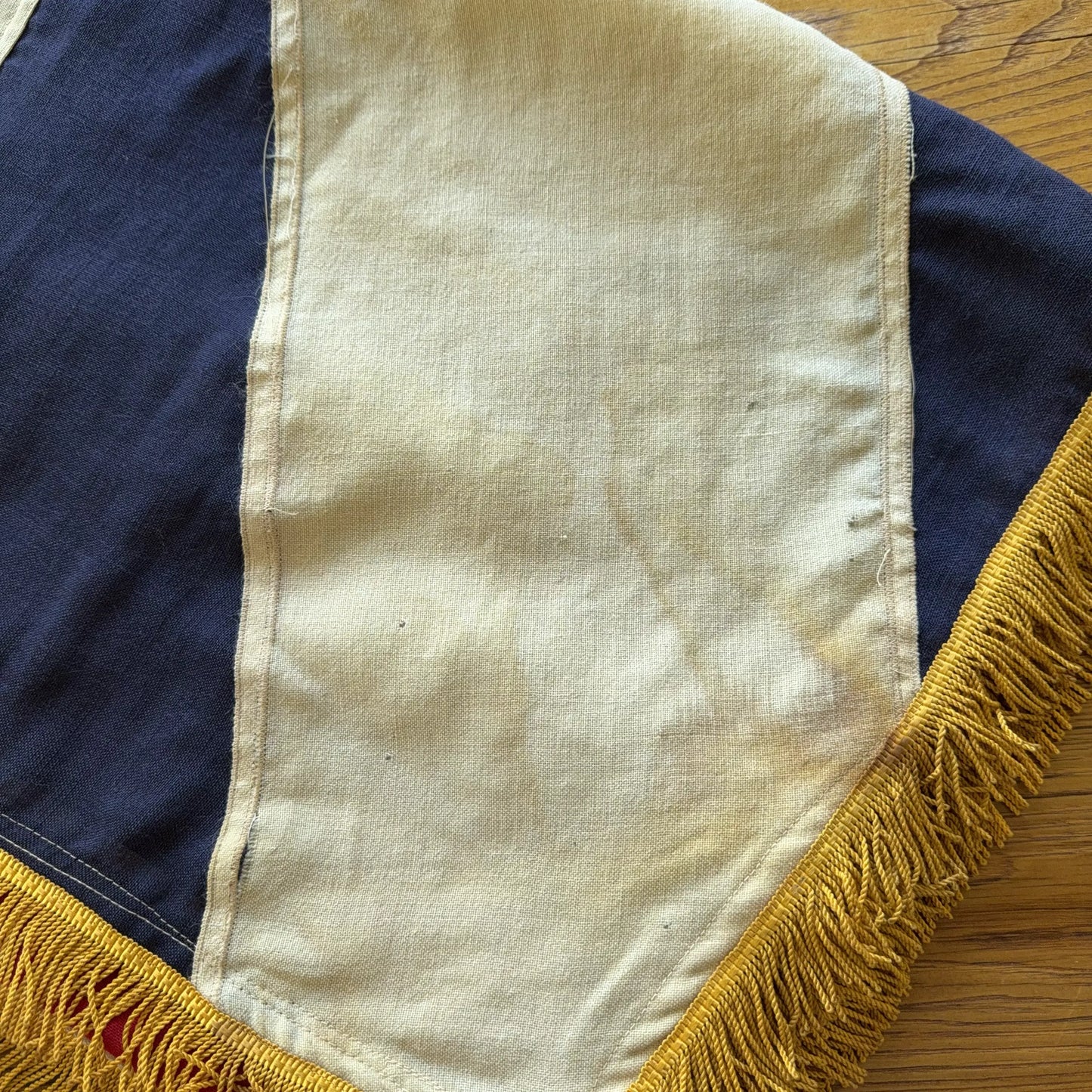 Union Jack display flag with gold fringe — Wool — 47" x 69" — Made by Annin