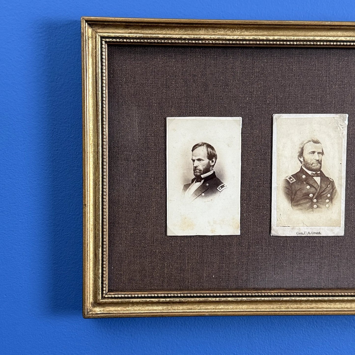 Framed CDVs of Lincoln, Grant, Sherman, McClellan, and Hancock