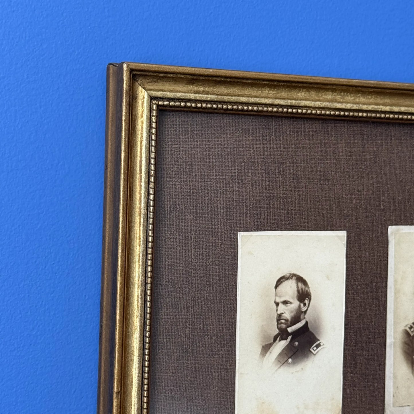 Framed CDVs of Lincoln, Grant, Sherman, McClellan, and Hancock