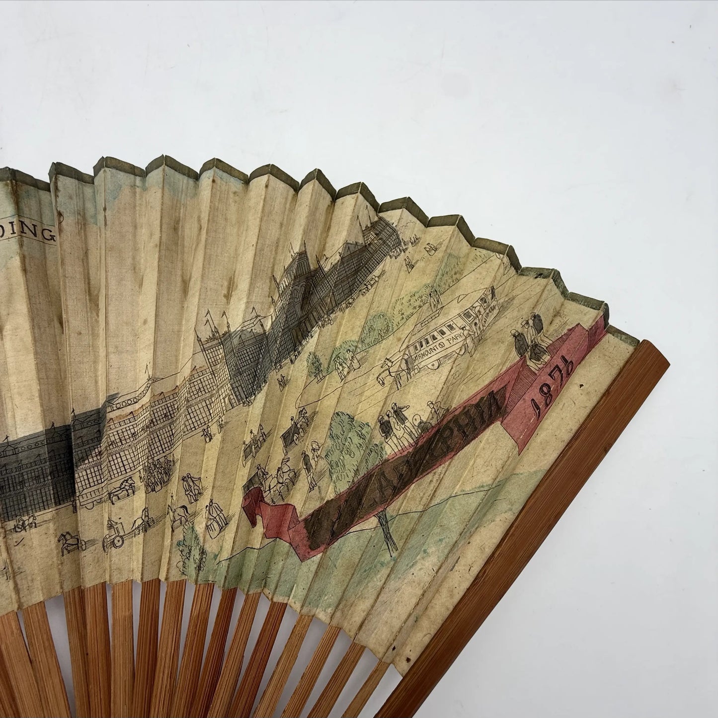 Hand painted 1876 Centennial Exposition Fan