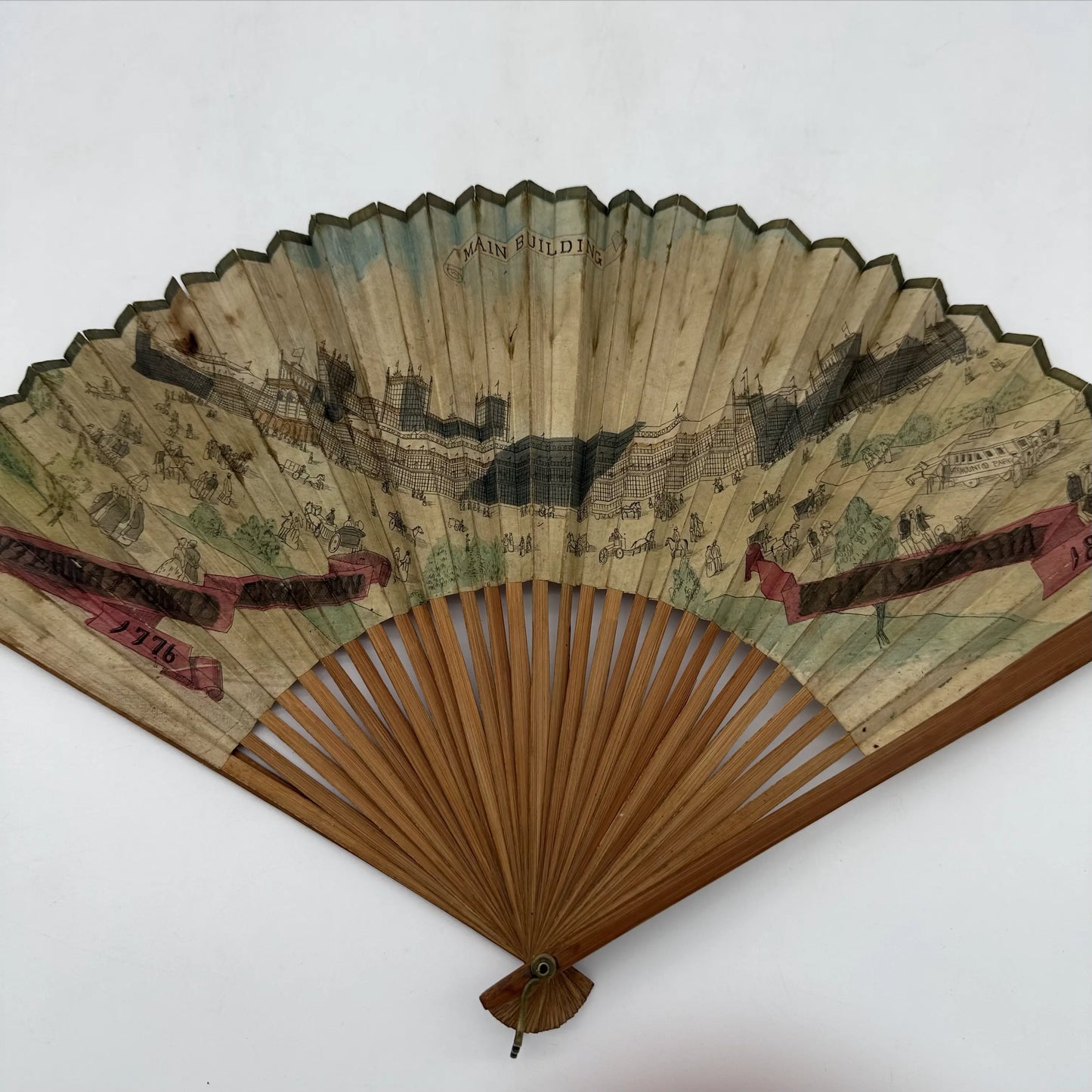 Hand painted 1876 Centennial Exposition Fan