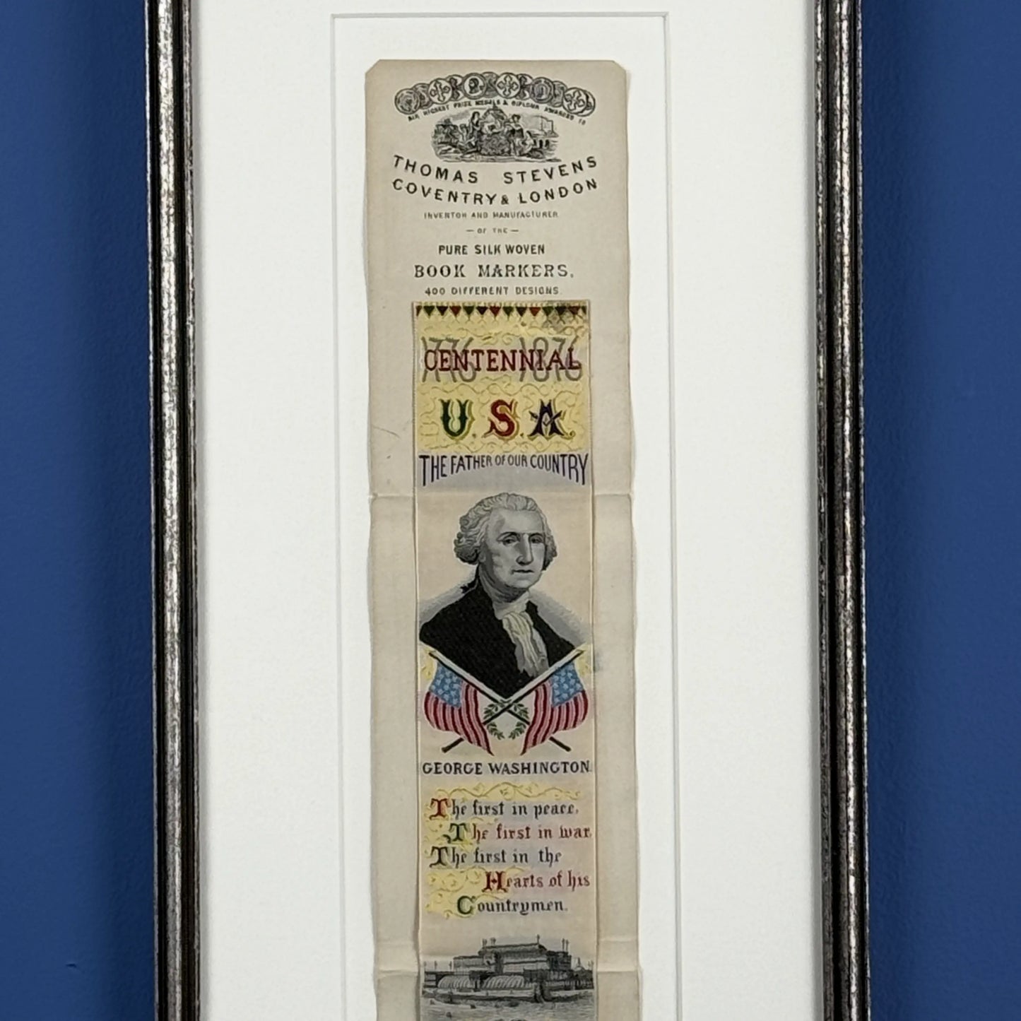 George Washington "The Father of our Country" 1876 Centennial Stevengraph — Matted and framed