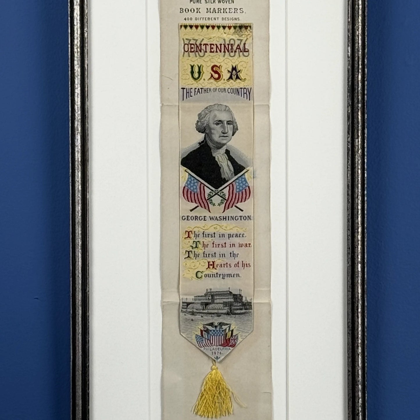 George Washington "The Father of our Country" 1876 Centennial Stevengraph — Matted and framed