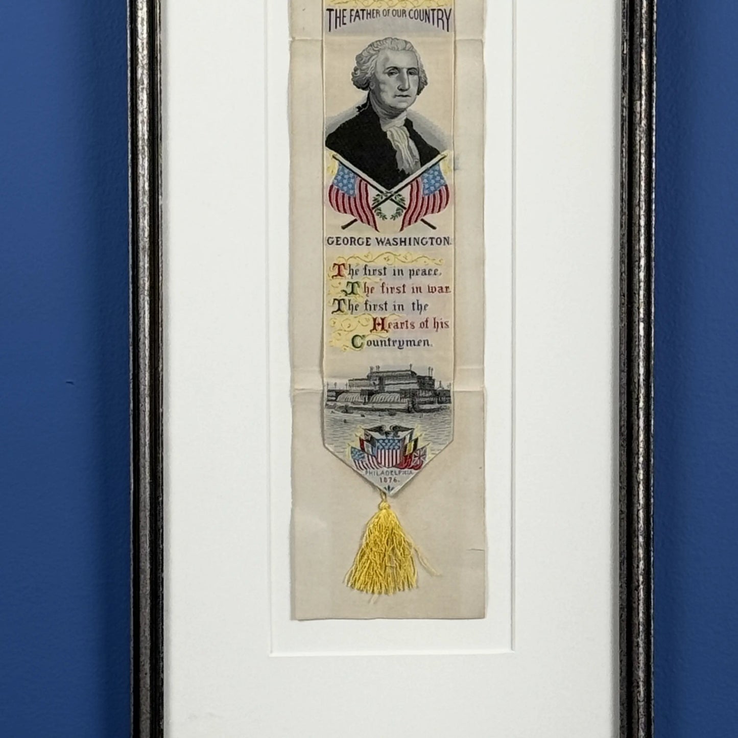 George Washington "The Father of our Country" 1876 Centennial Stevengraph — Matted and framed