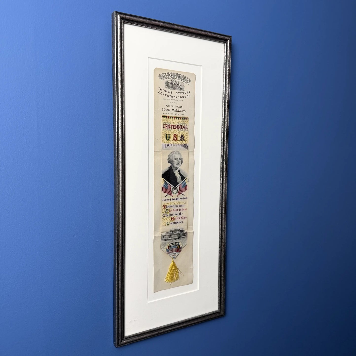 George Washington "The Father of our Country" 1876 Centennial Stevengraph — Matted and framed