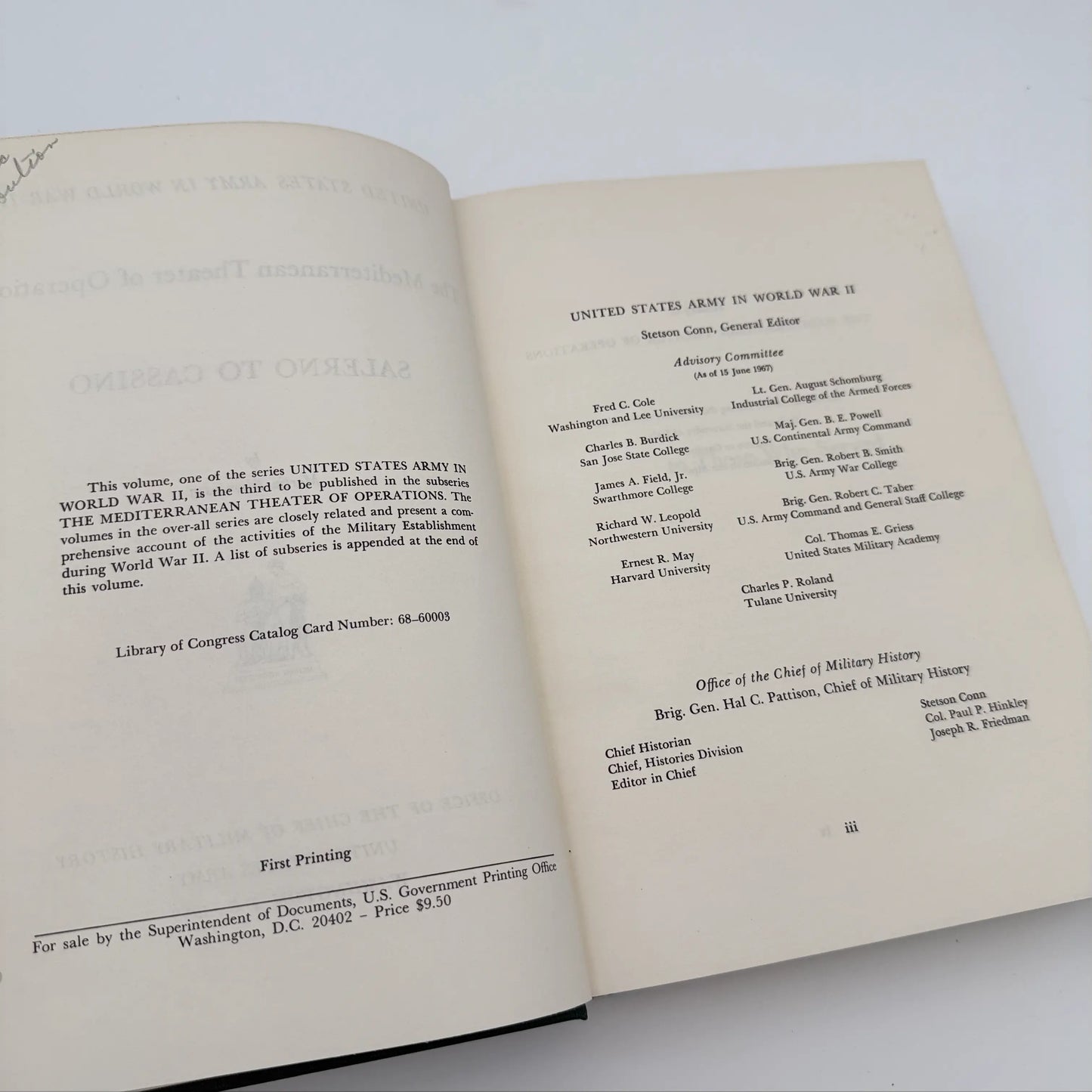 The U.S. Army in World War II:  Salerno to Cassino