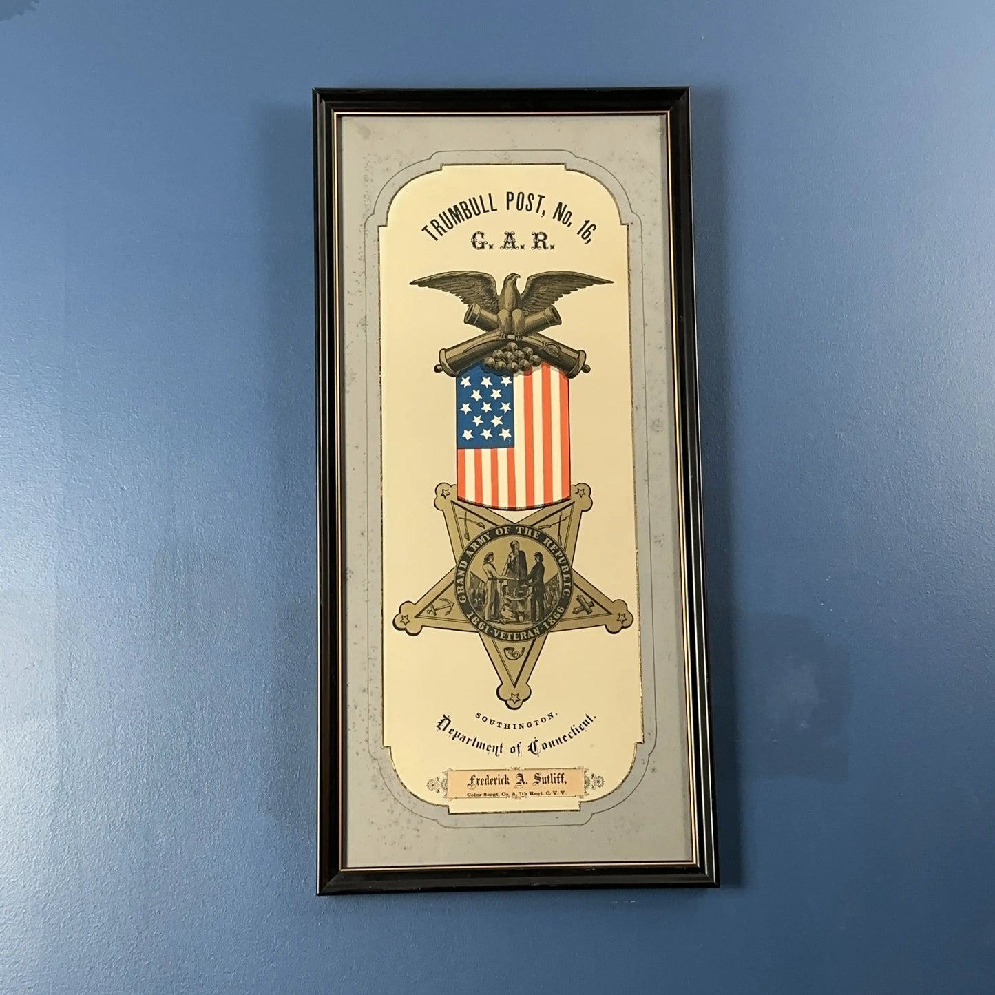 Civil War Grand Army of the Republic Trumbull Post, No. 16 — In black frame
