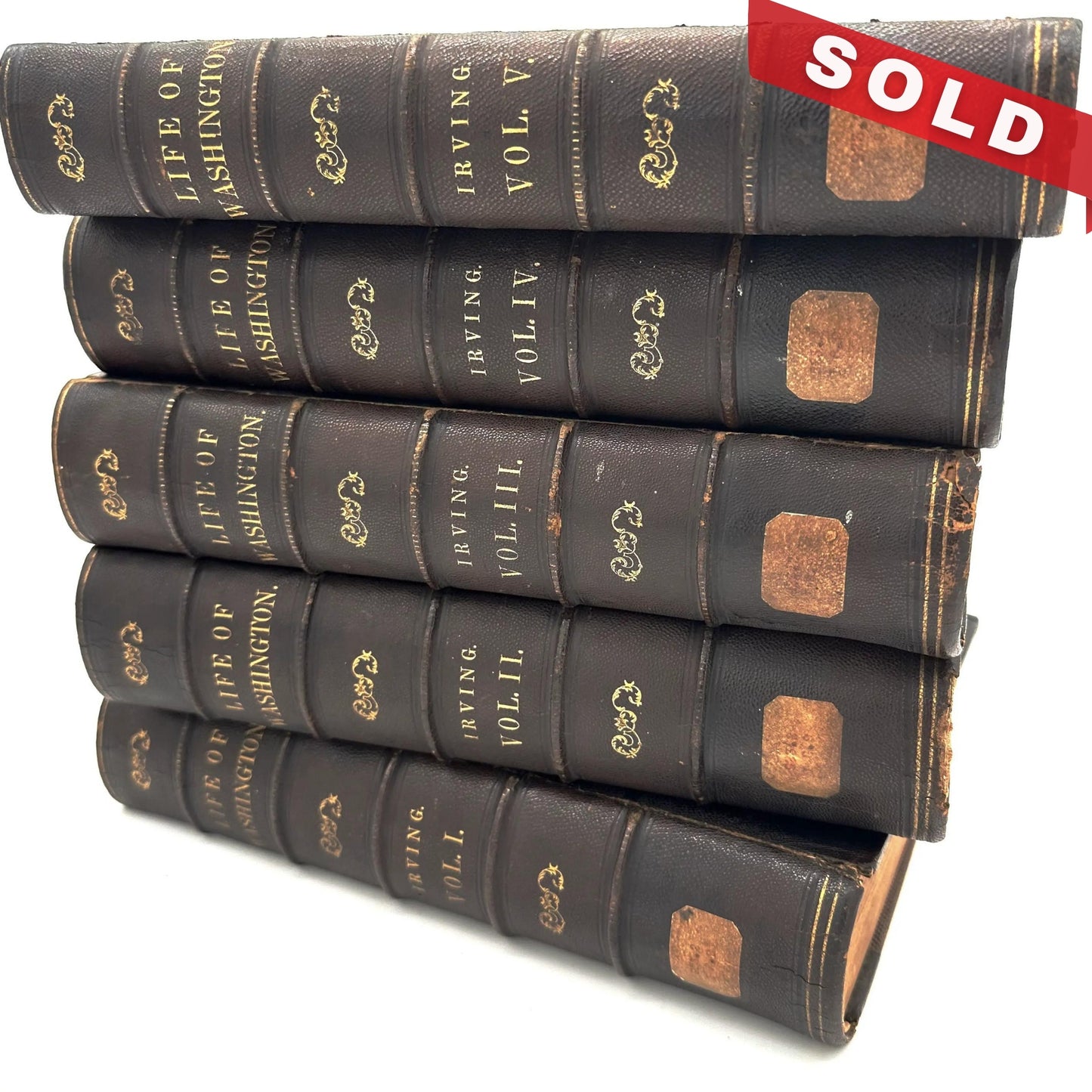 1857 Life of George Washington by Washington Irving — 5 volume set