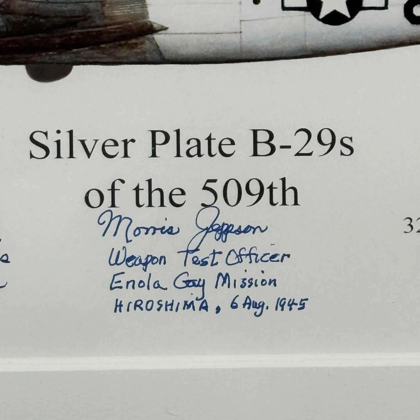 509th Composite Group Signed by Tibbets, Van Kirk, and other crew — Framed