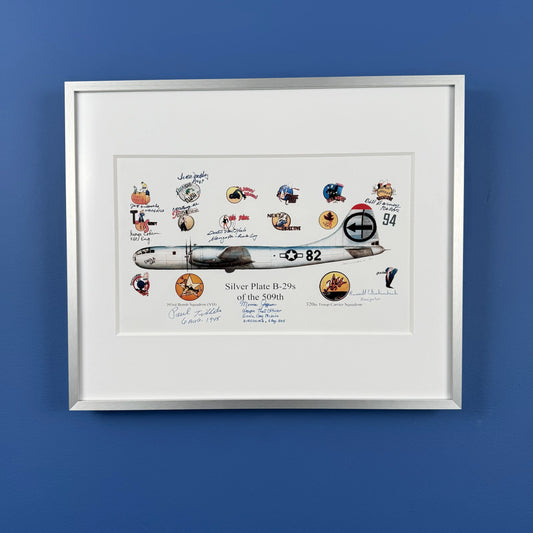 509th Composite Group Signed by Tibbets, Van Kirk, and other crew — Framed