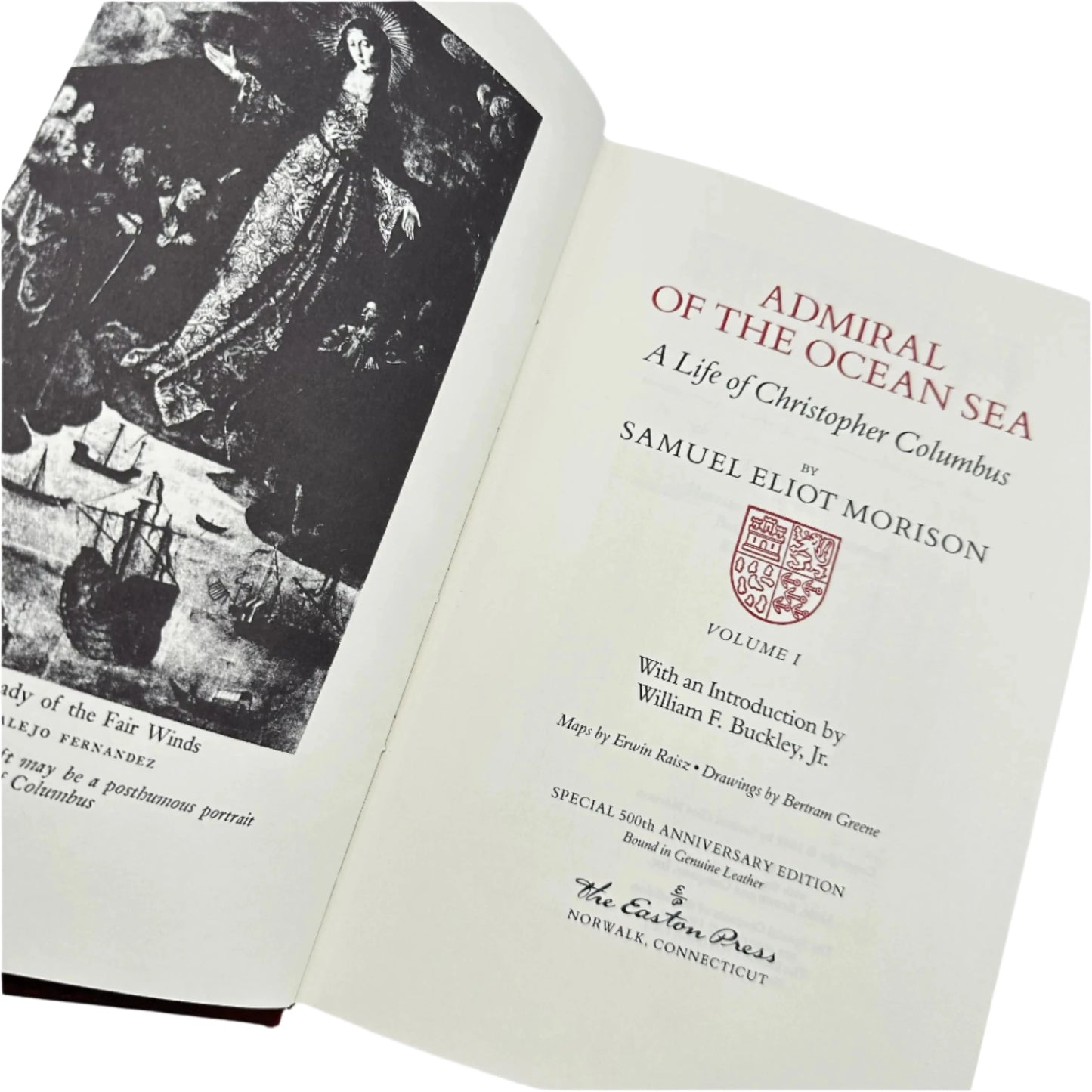 1942 "Admiral of the Ocean Sea: A Life of Christopher Columbus" — Samuel Eliot Morison  — Leather-bound, gilt-edged Easton Press edition — 2 volumes