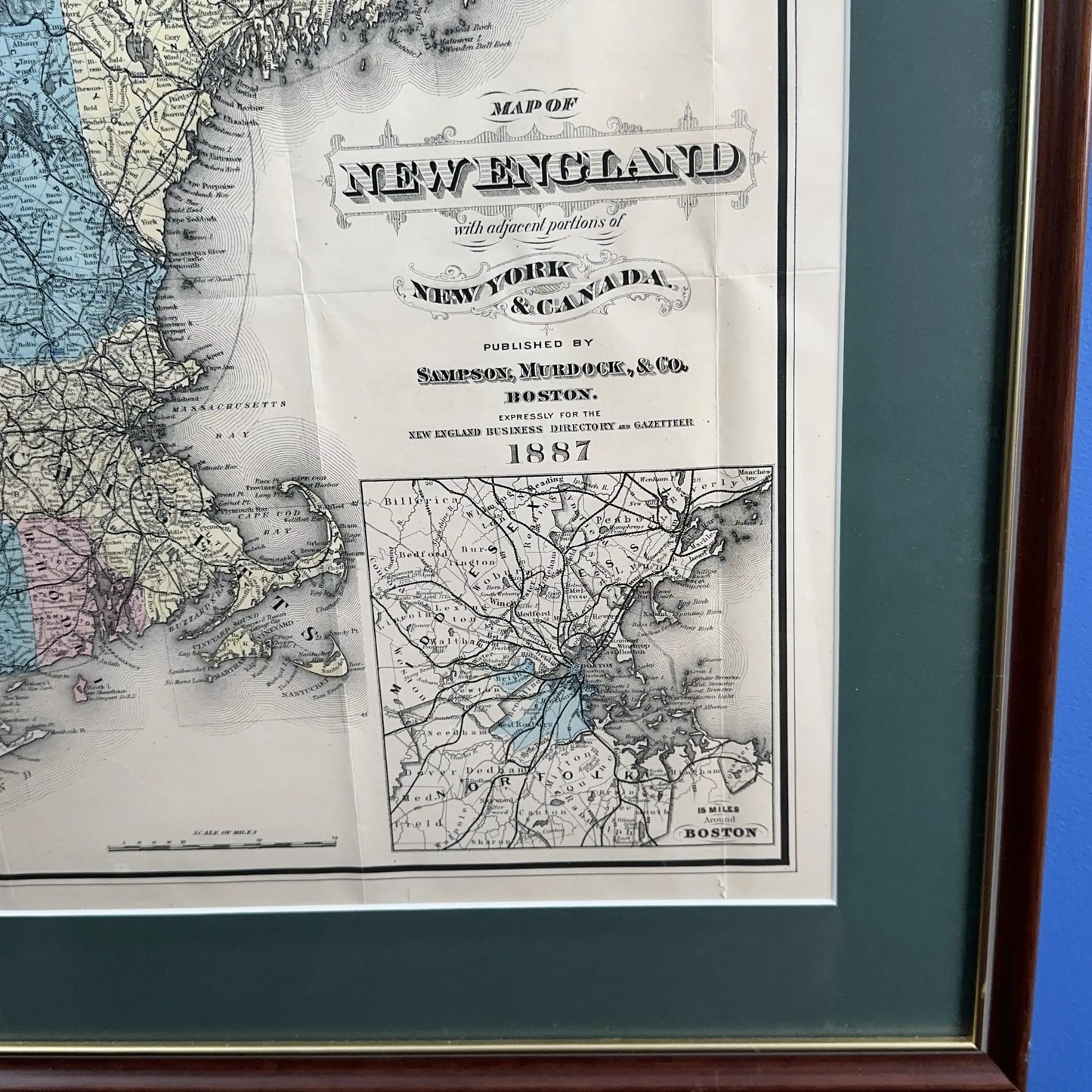 1887 Map of New England with Adjacent Portions of New York and Canada