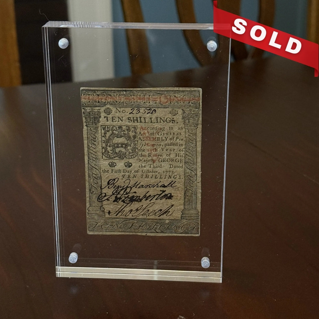 Colonial Currency — Pennsylvania — 10 Shillings — October 1, 1773