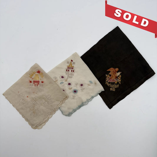World’s Fair 1893 Columbian Exposition Embroidered Silk Handkerchiefs