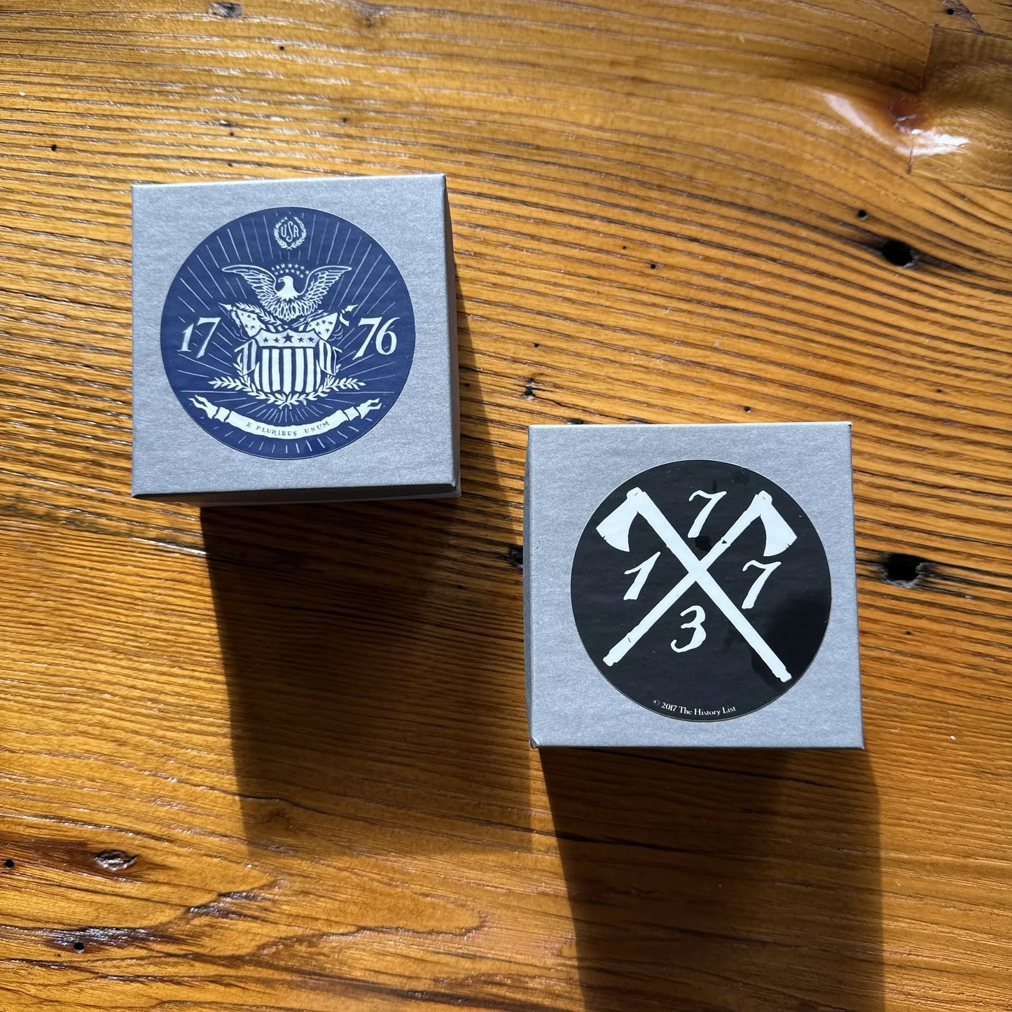 Revolutionary sterling silver charms made by hand in New England — 1773 and 1776 from The History List Store.