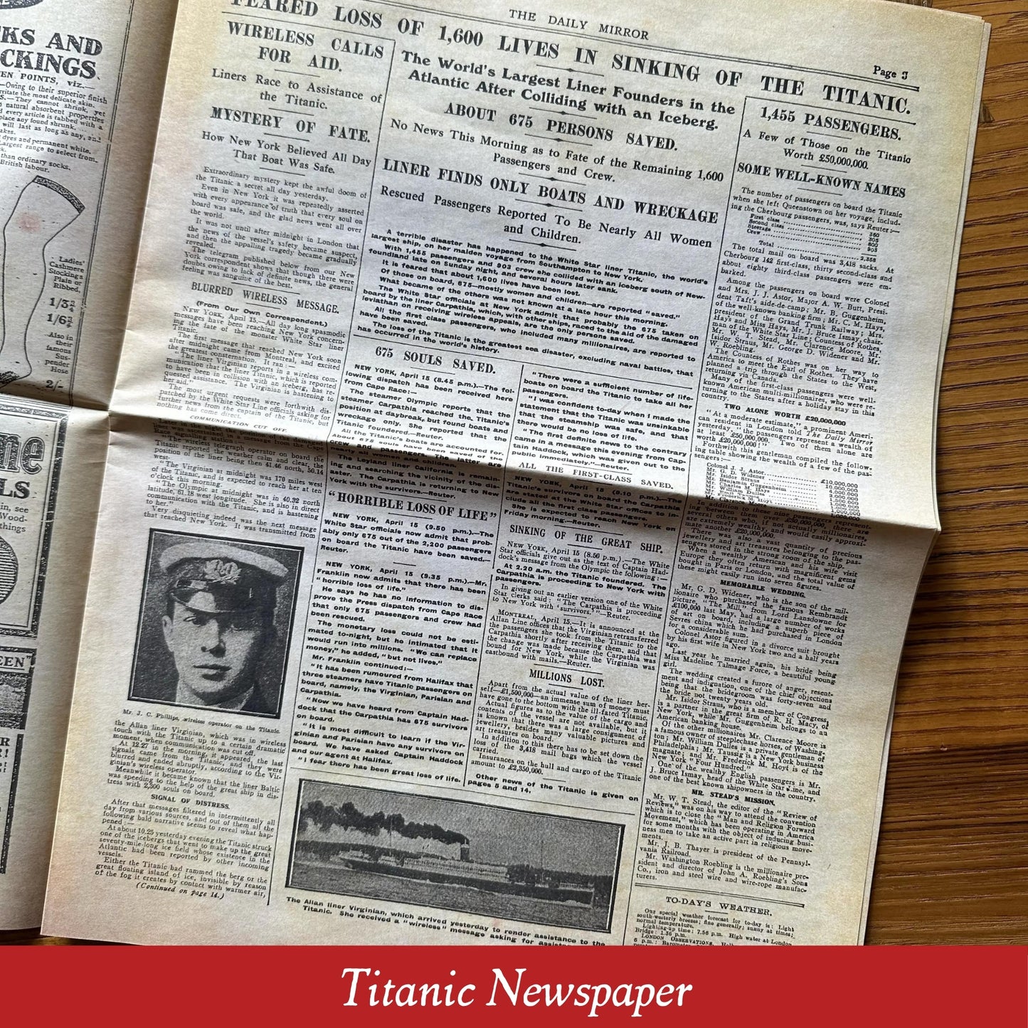 Replica Newspapers on the D-Day Landing and Titanic