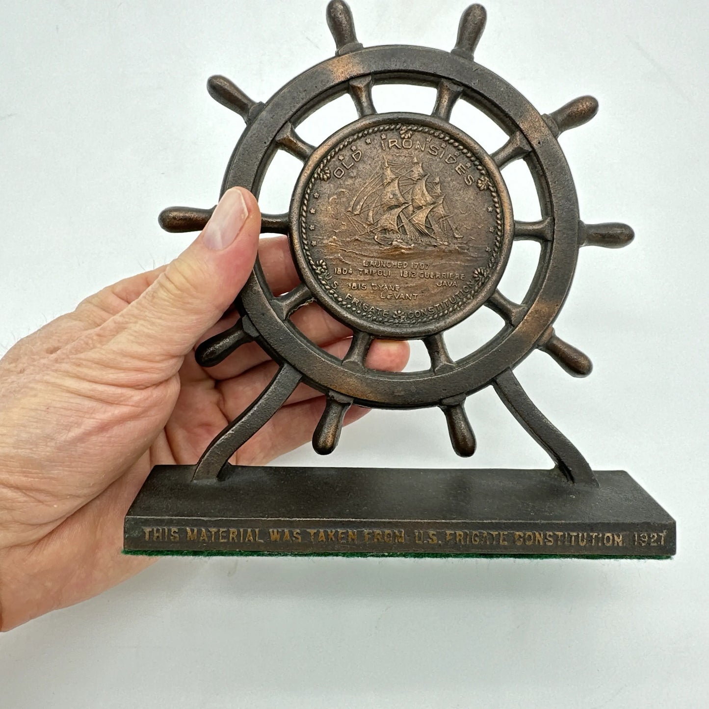 USS Constitution Bookends made from the ship's copper - 1927