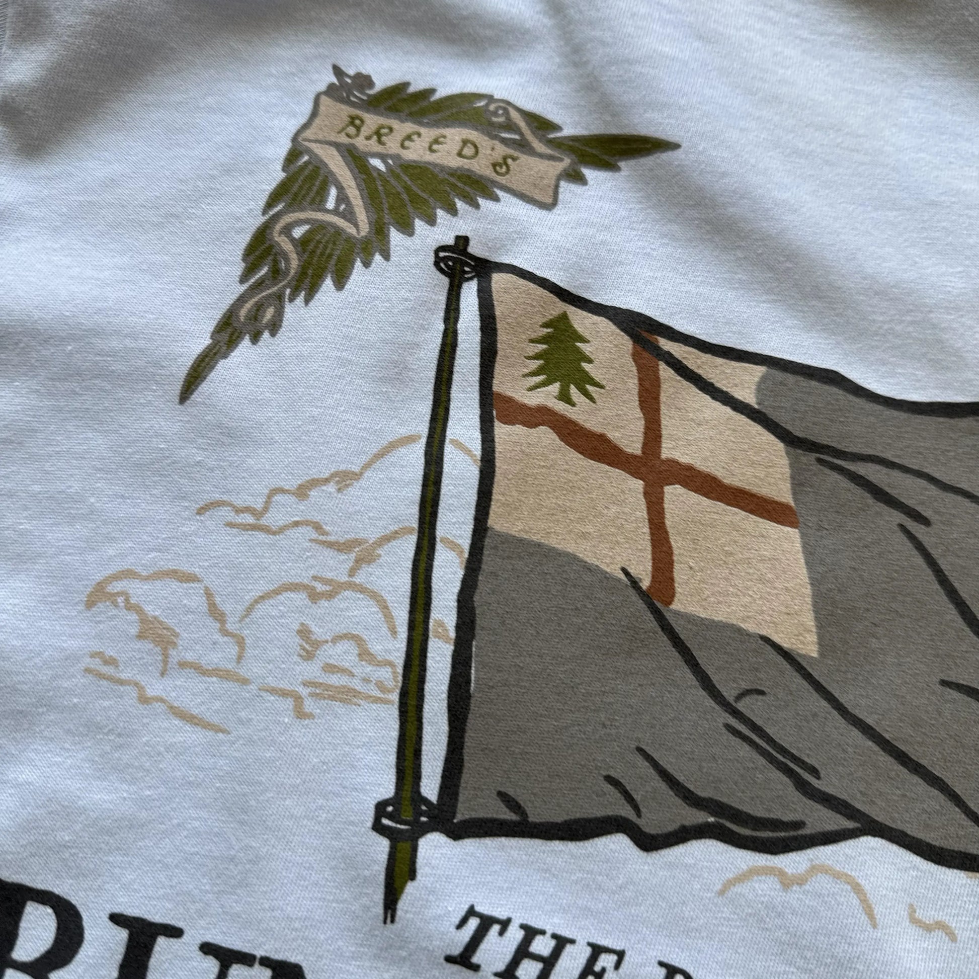 Front view close-up of the light blue "The Battle of Bunker's Hill" Made in America Shirt from The History List Store.