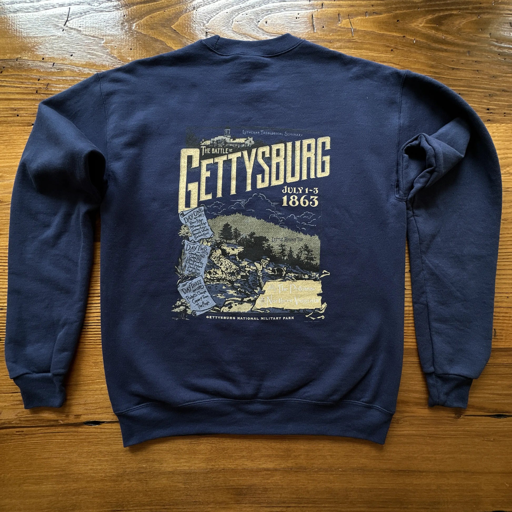 Back of "The Battle of Gettysburg" Crewneck sweatshirt from The History List store