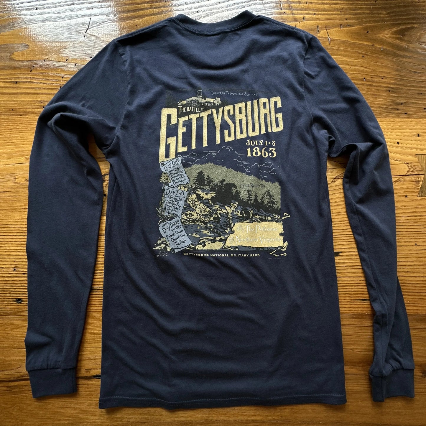 Back of "The Battle of Gettysburg" Long-sleeved shirt from The History List store