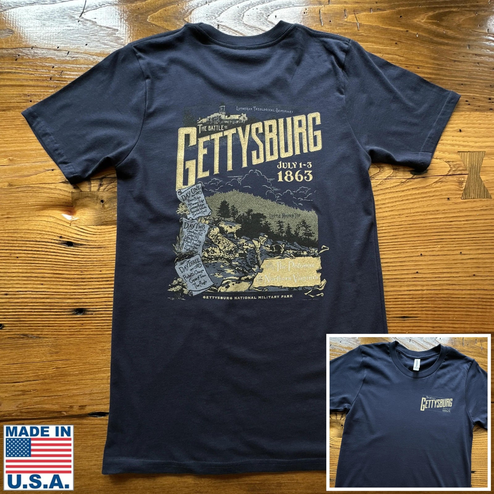 Navy "The Battle of Gettysburg" Shirt from The History List store