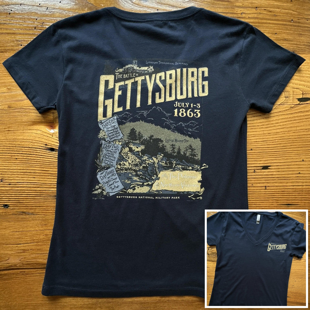 "The Battle of Gettysburg" Women's V-neck shirt from The History List Store.
