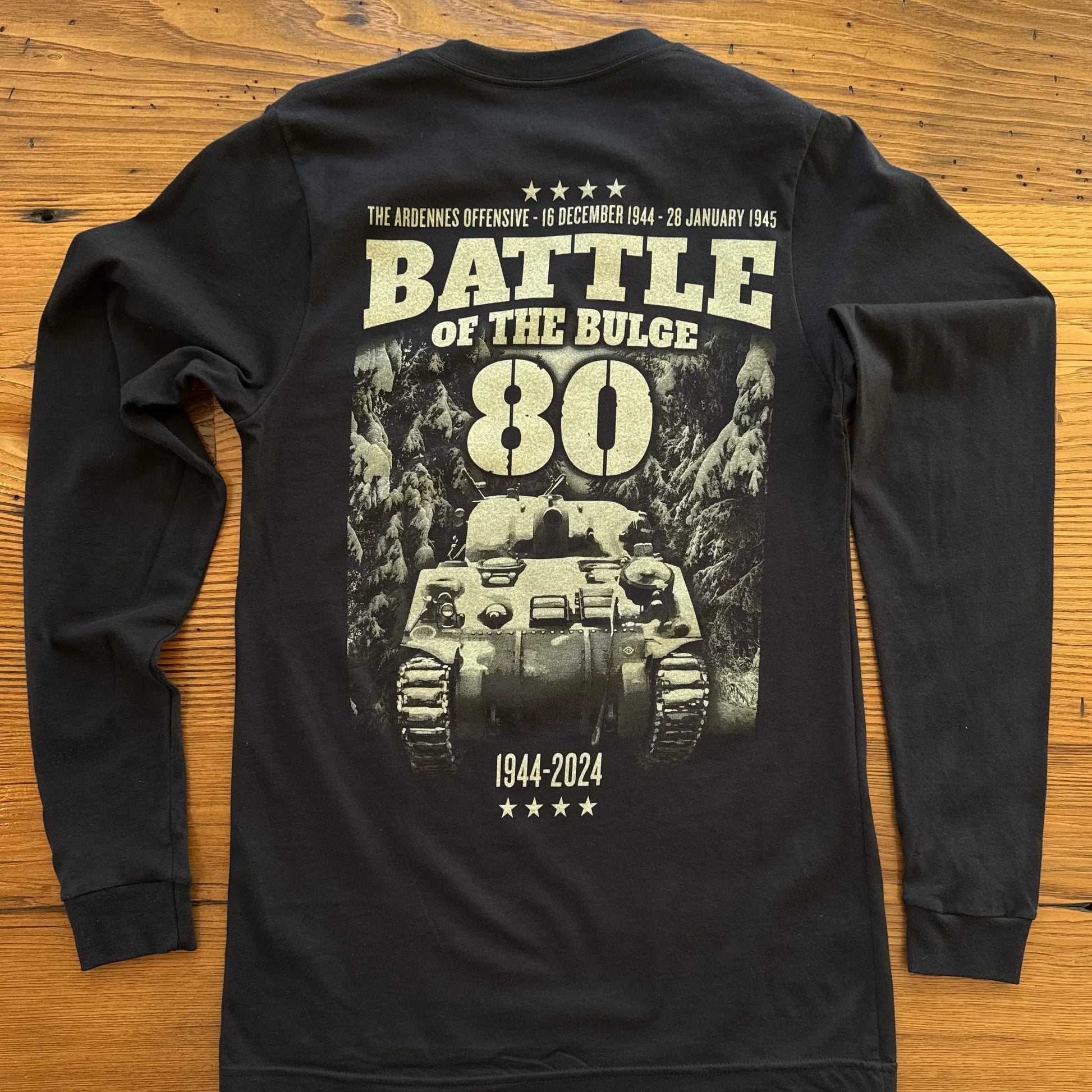 Back of The Battle of the Bulge - 80th Anniversary Made in America Long-sleeved shirt from The History List store