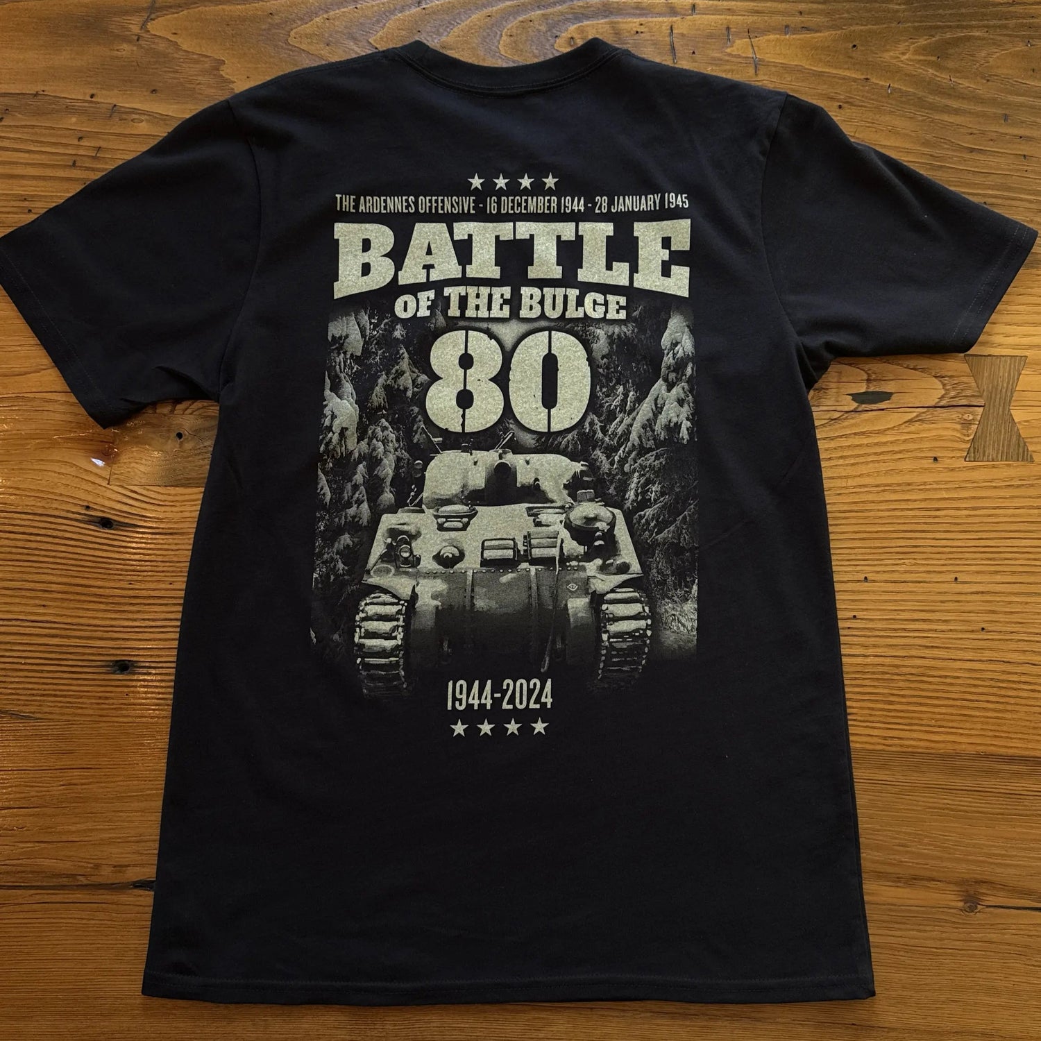 Back of The Battle of the Bulge - 80th Anniversary Made in America Shirt from The History List store in Black