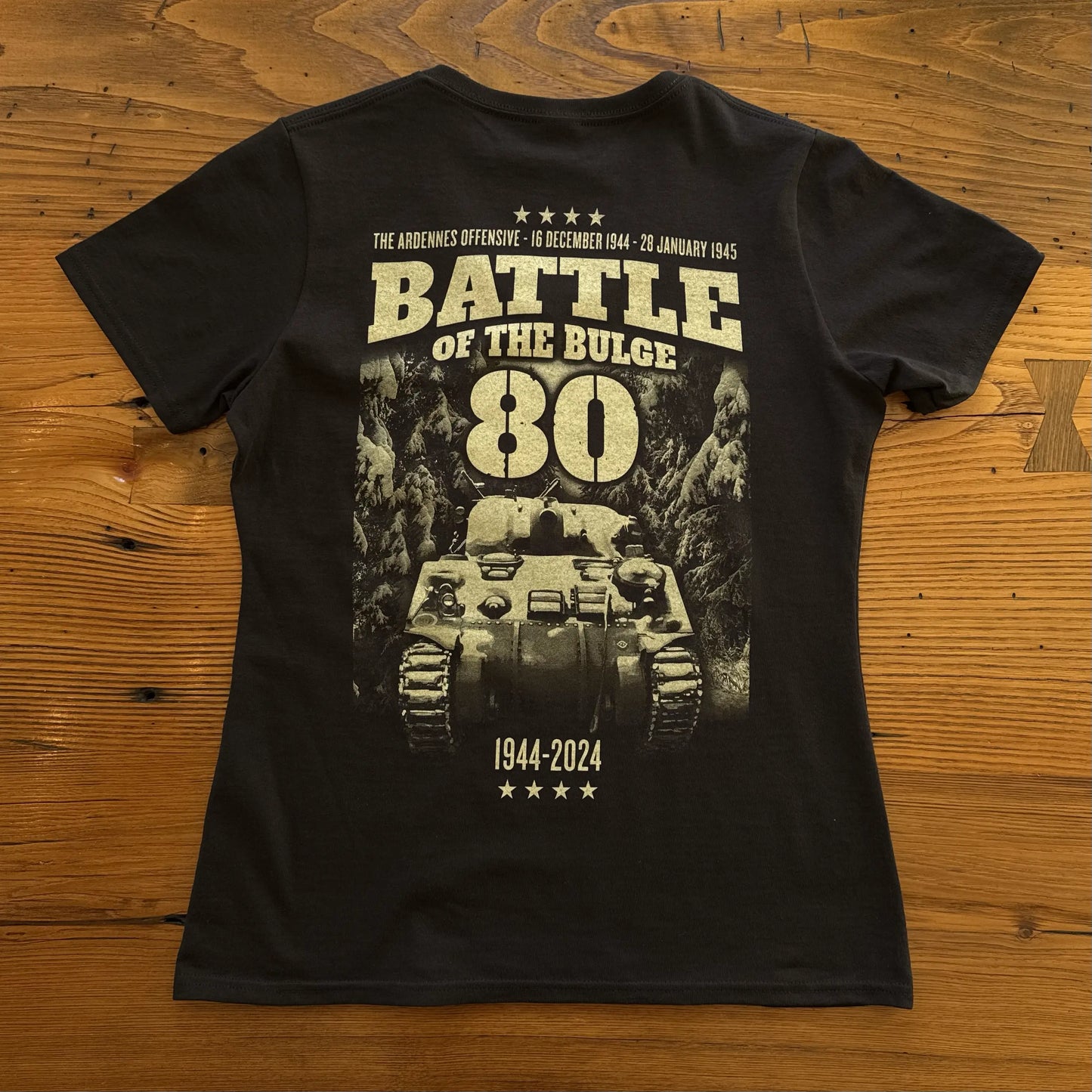 Back of The Battle of the Bulge - 80th Anniversary Women's v-neck shirt from The History List store