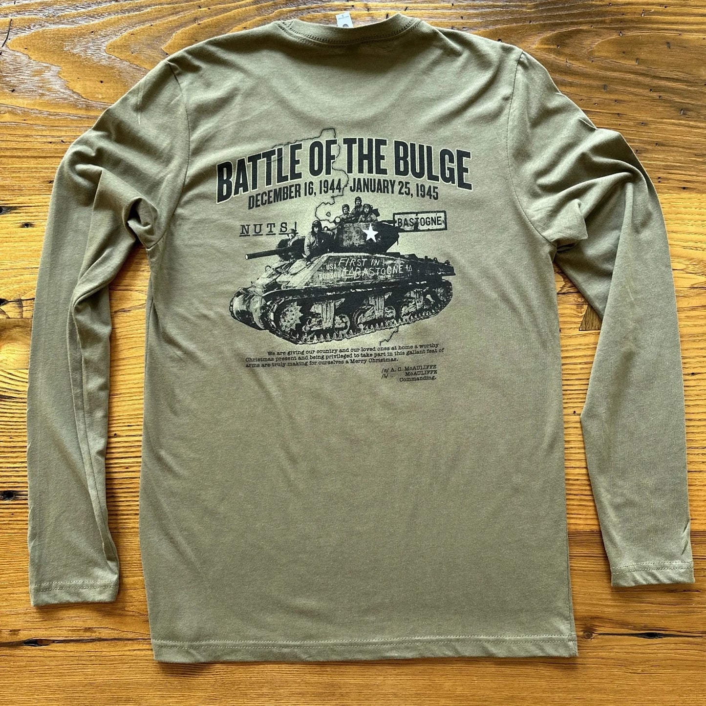 Back of The Battle of the Bulge Long-sleeved shirt from The History List store