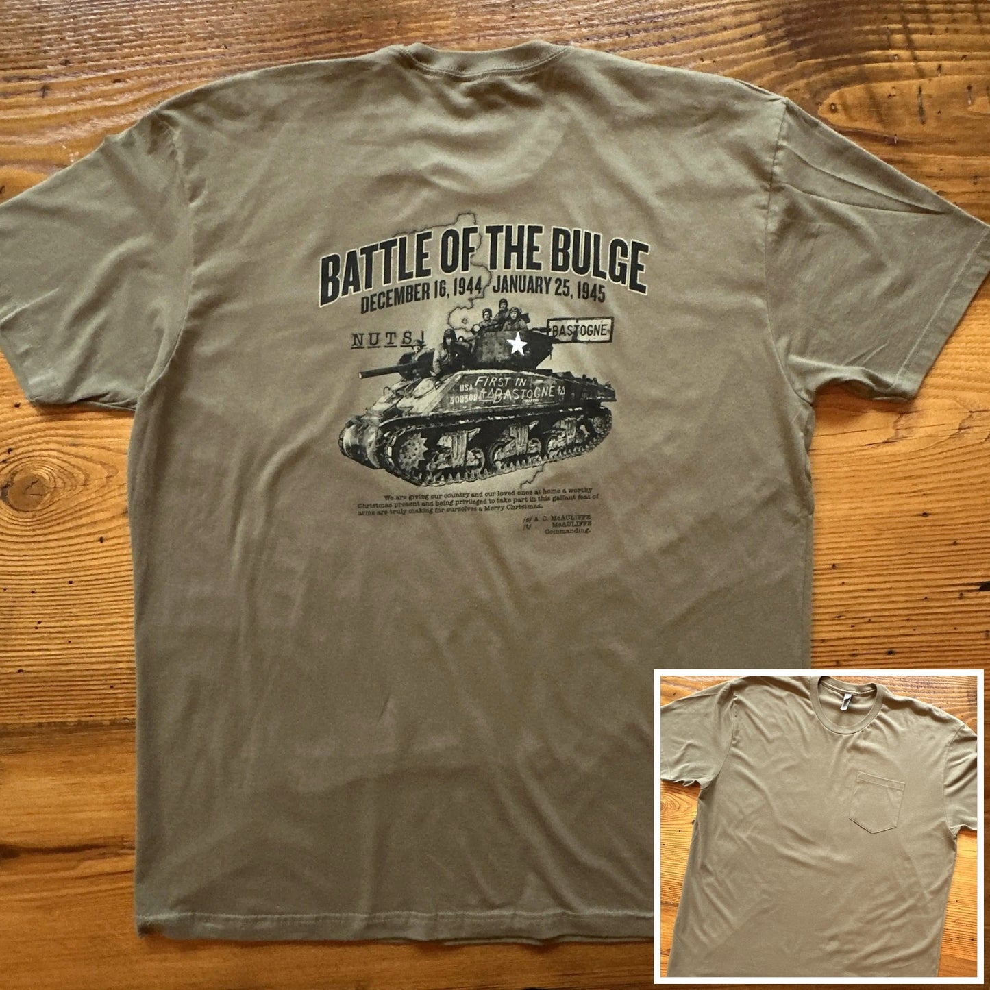 The Battle of the Bulge Pocket  T-shirt — Only available in 2XL