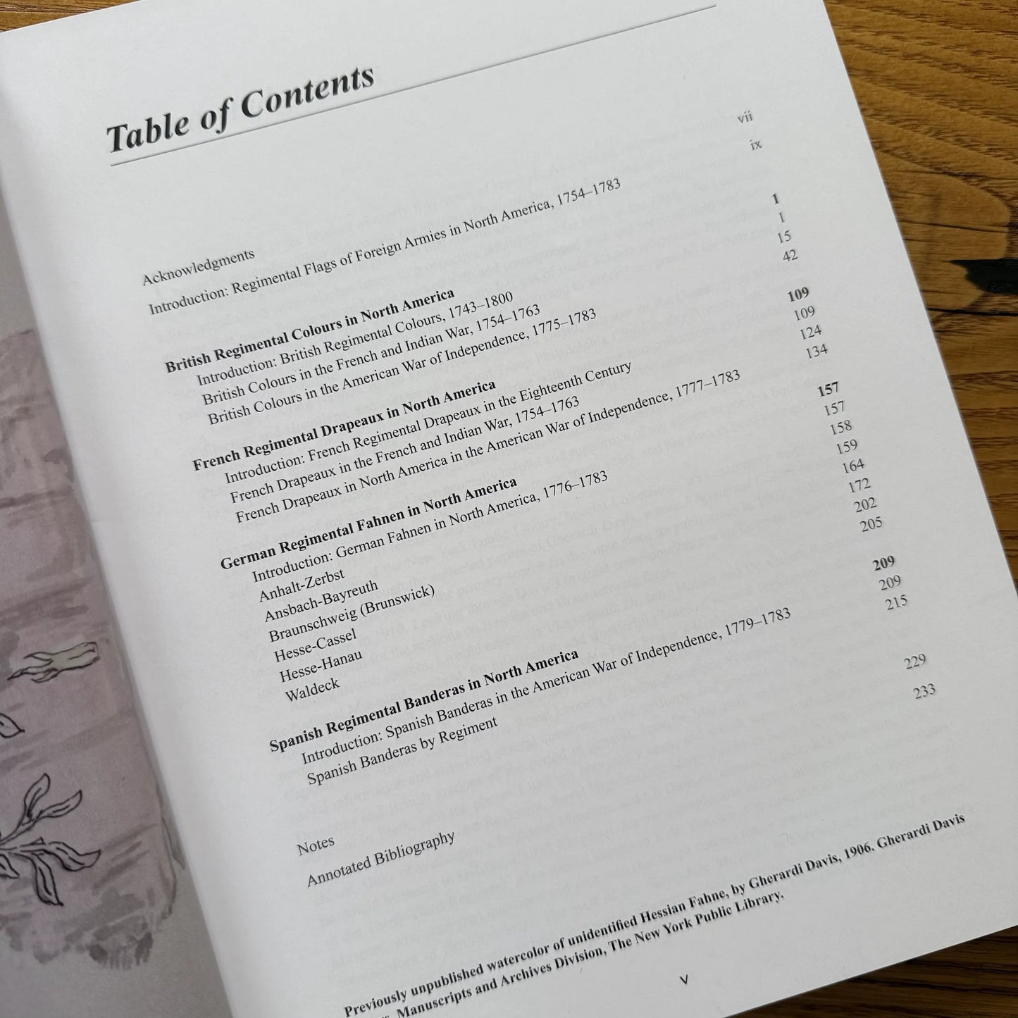 Table of contents of Battle Flags of the Wars for North America by Steven Hill from The History List store