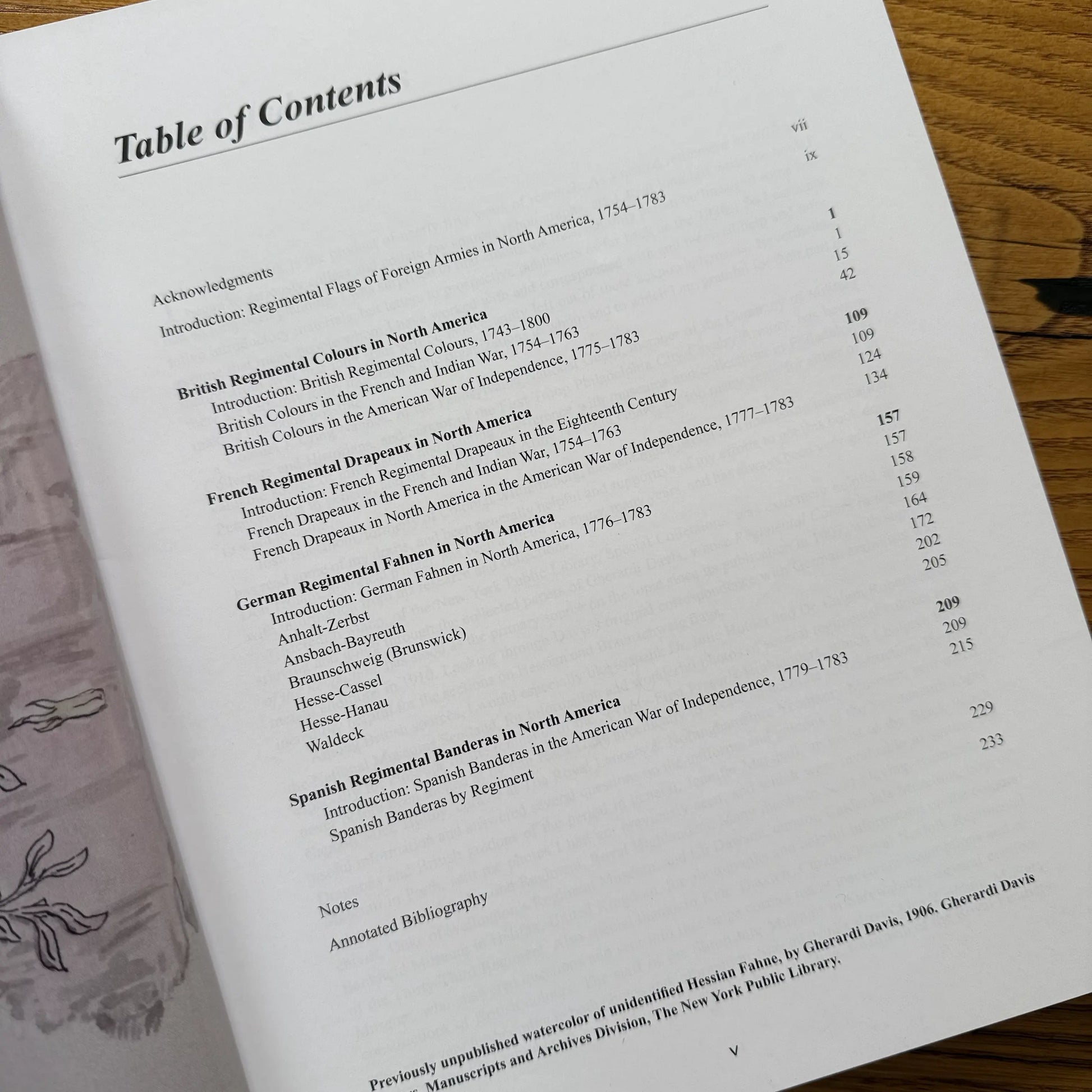 Table of contents of Battle Flags of the Wars for North America by Steven Hill from The History List store