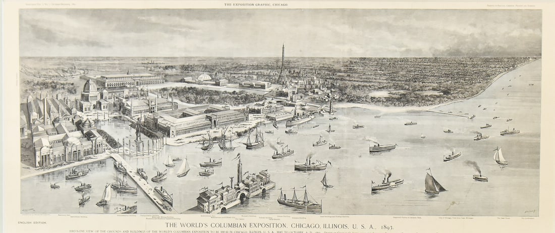 "The World's Columbian Exposition, Chicago, Illinois, U.S.A. 1893" — Framed Engraving