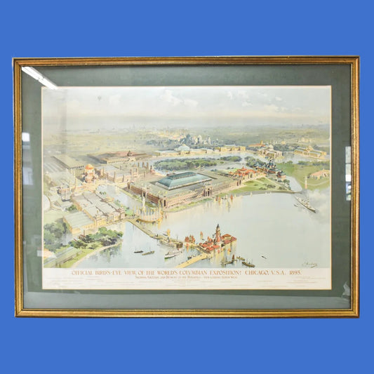 "Official Birds-eye View of the Columbian Exposition; Chicago U.S.A. 1893" — Framed