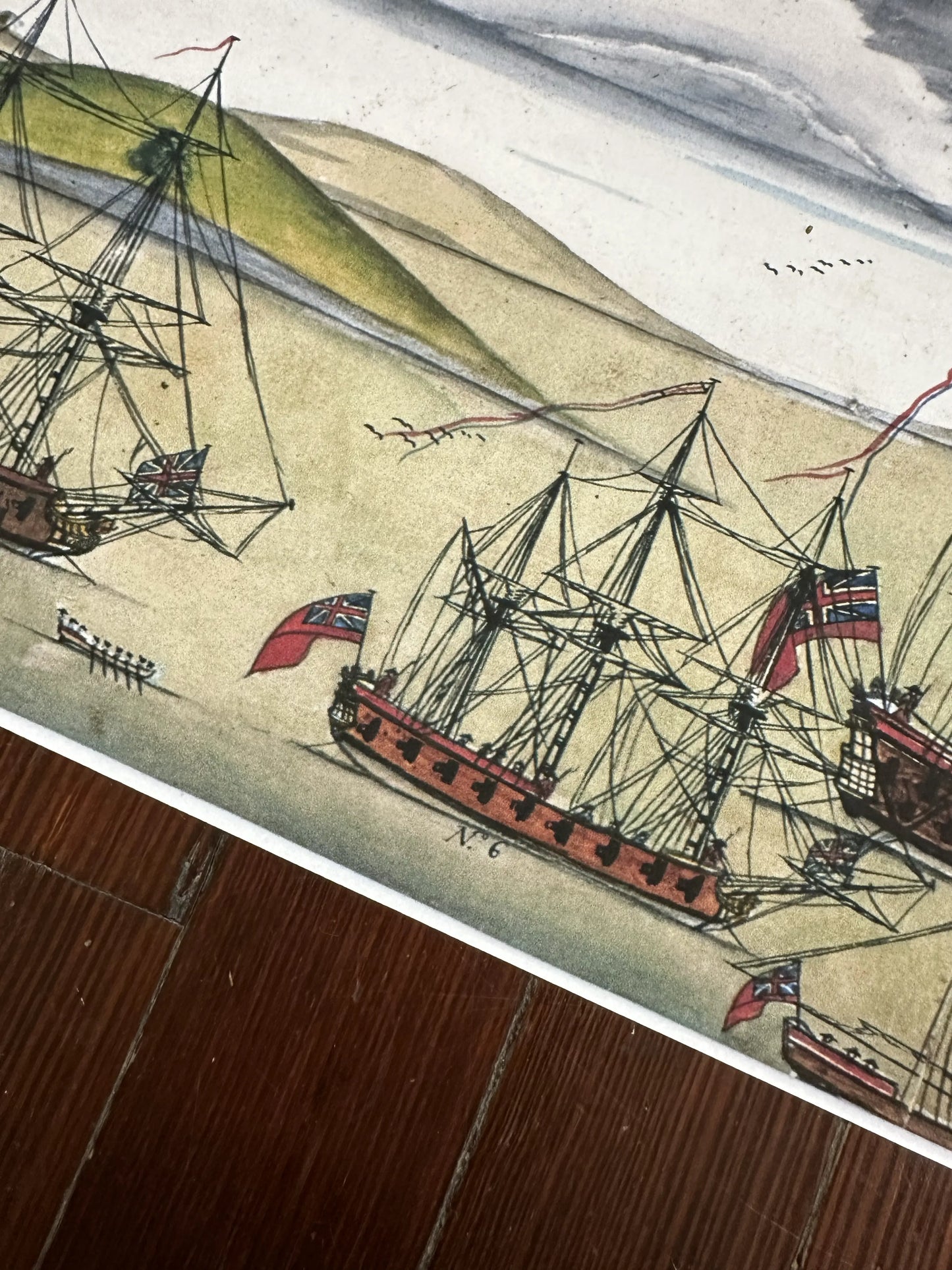 A Perspective View of the Blockade of Boston Harbour in an archival, f ...