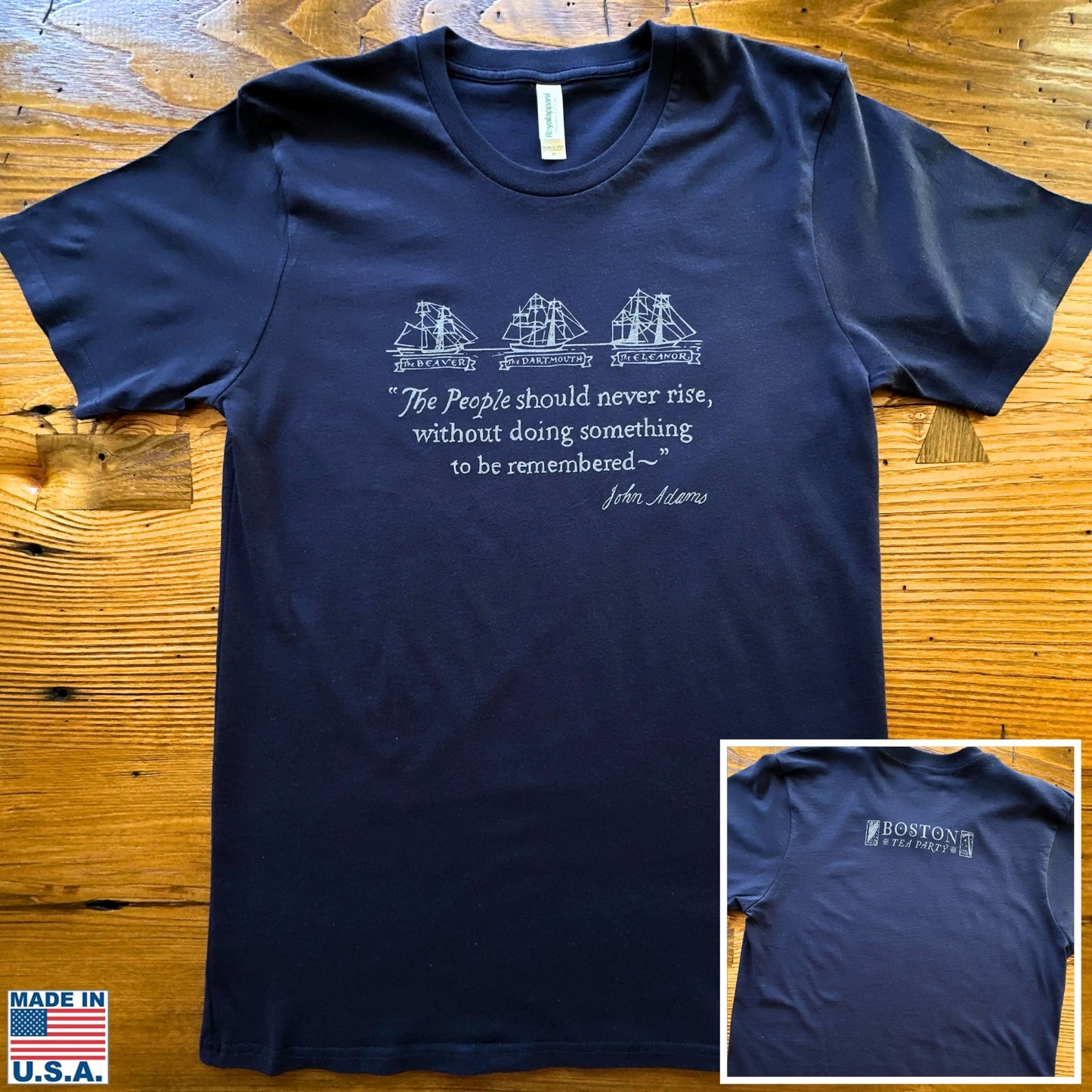 Boston Tea Party 250th Anniversary Shirt Made in America — 100% Organic Cotton from The History List store