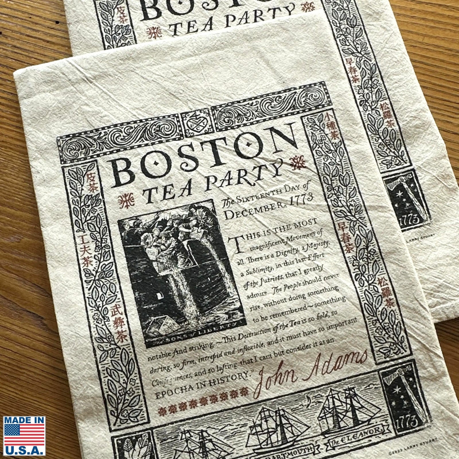 Boston Tea Party 250th Anniversary Tea Towel — Made in America from The History List store
