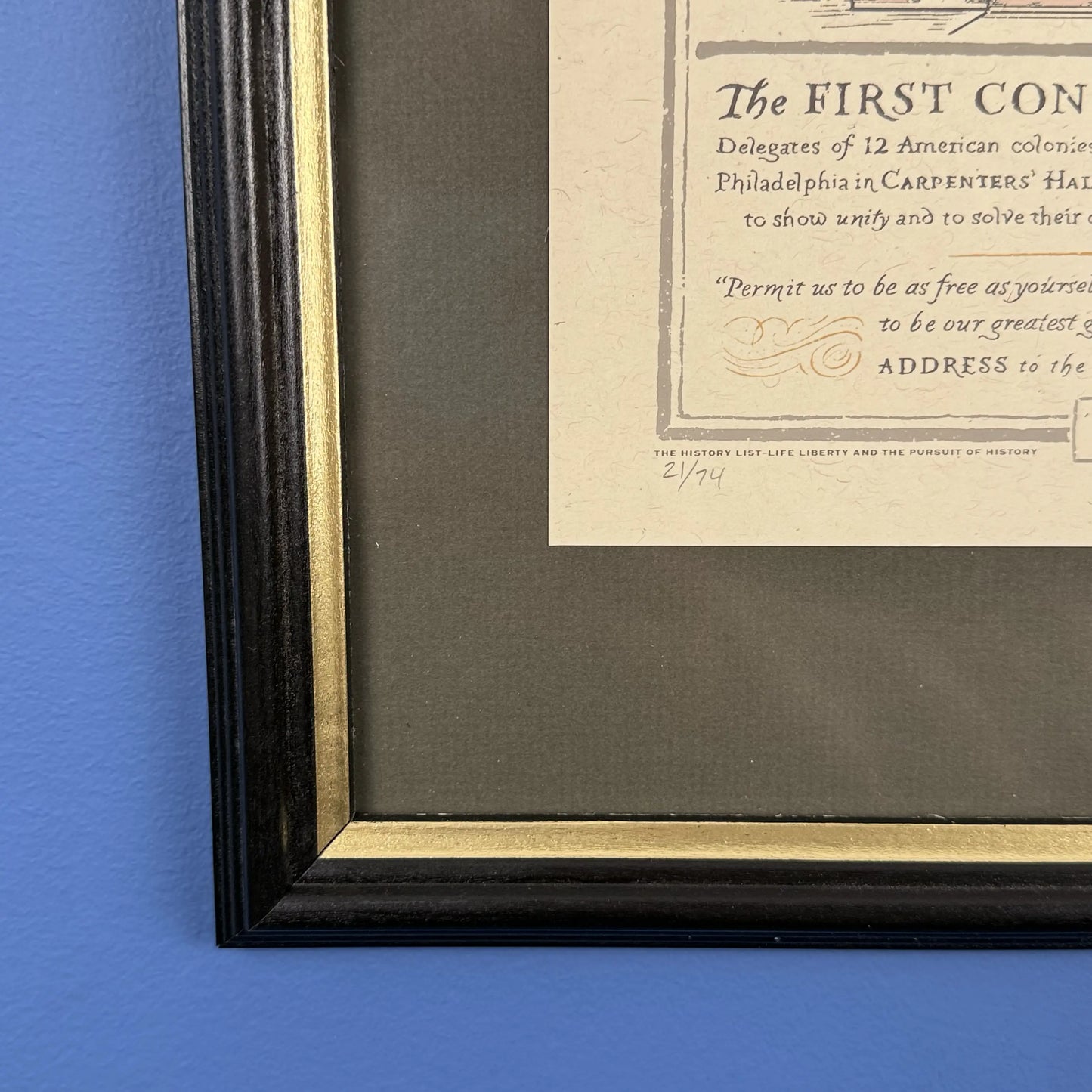 "The First Continental Congress — Carpenters' Hall" 250th Anniversary Limited edition framed print