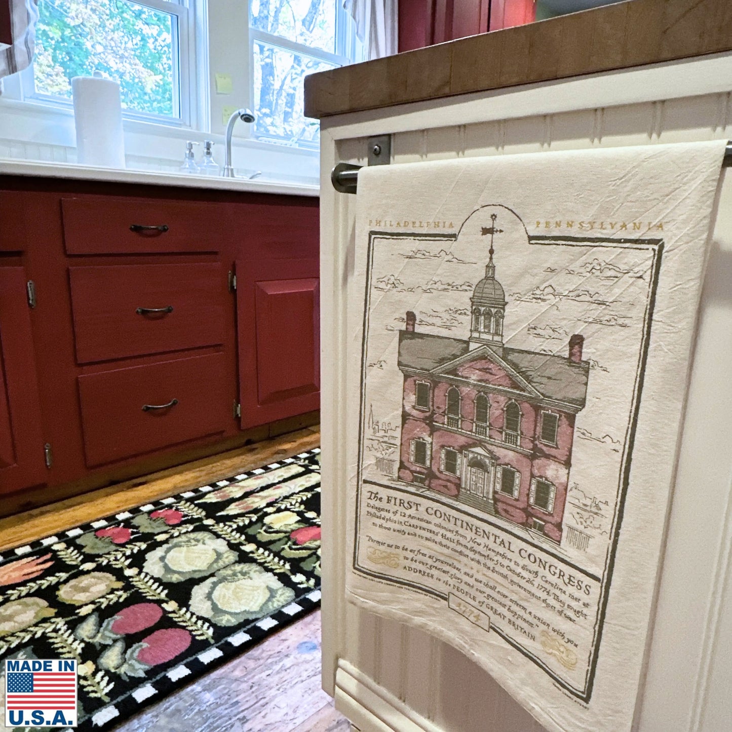 "The First Continental Congress — Carpenters' Hall" Tea Towel — Made in America from The History List