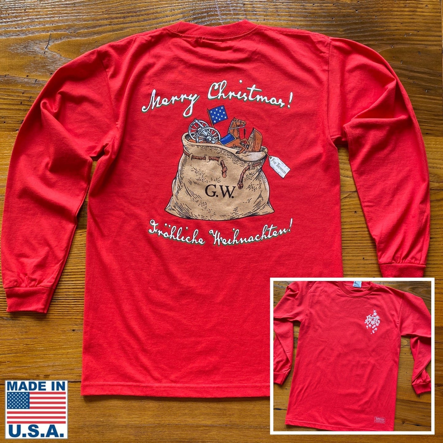George Washington's Christmas Day Crossing of the Delaware Made in America Long-sleeved shirt — The Christmas shirt for history nerds