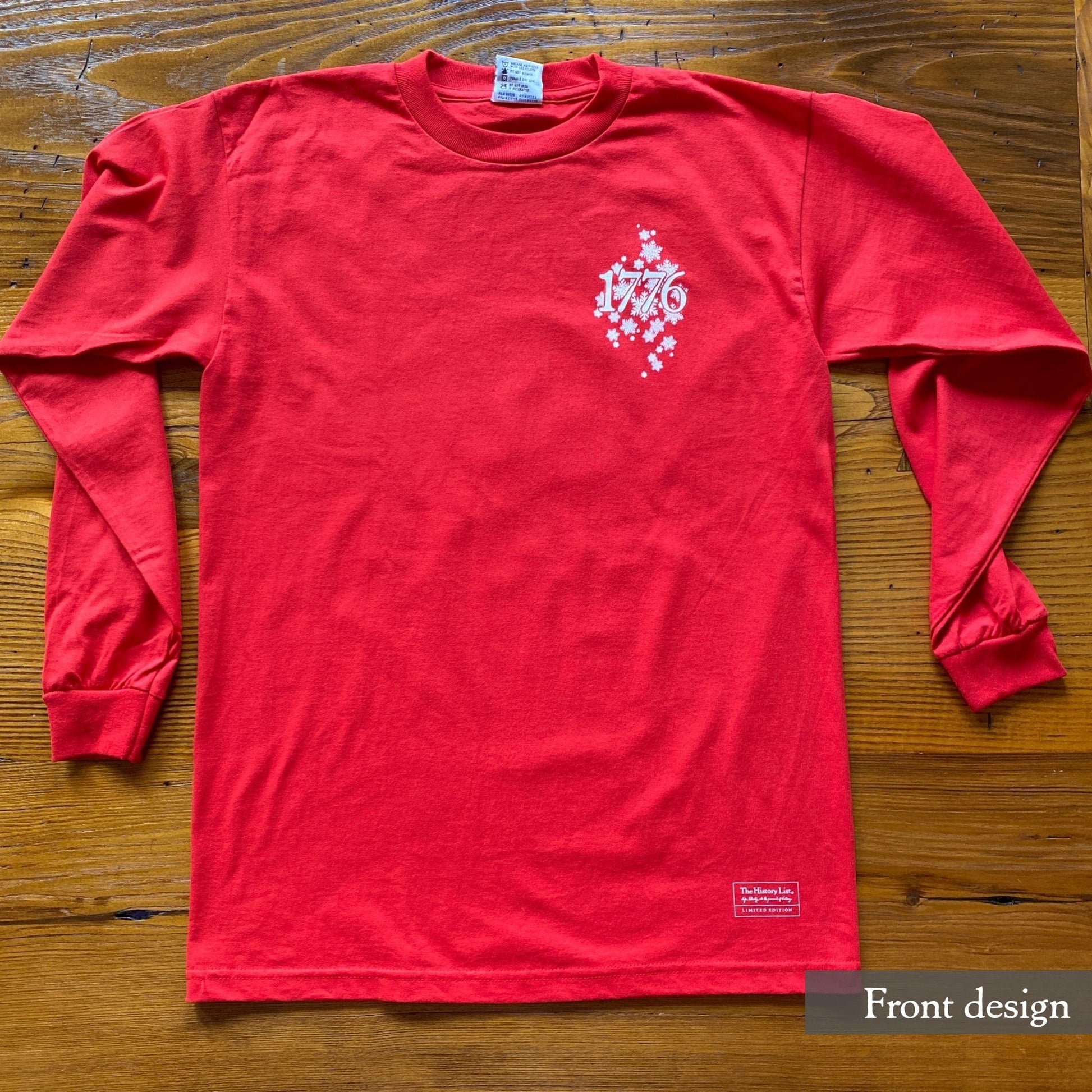 Front view of the George Washington's Christmas Day Crossing of the Delaware Made in America Long-sleeved shirt — The Christmas shirt for history nerds from The History List Store.