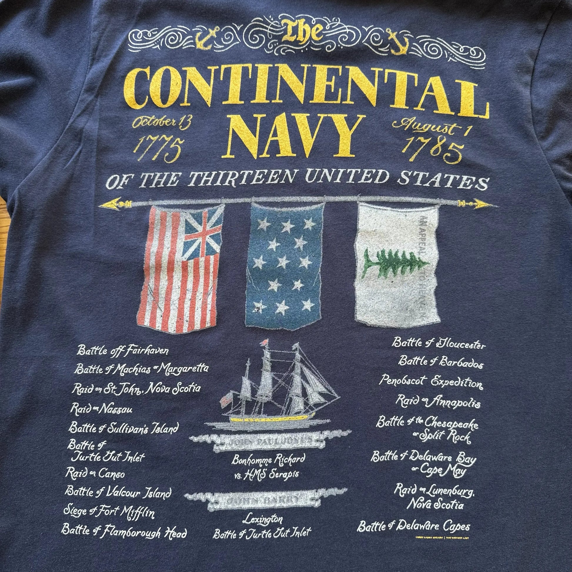 Back of The Continental Navy Made in America Long-sleeved shirt from The History List Store