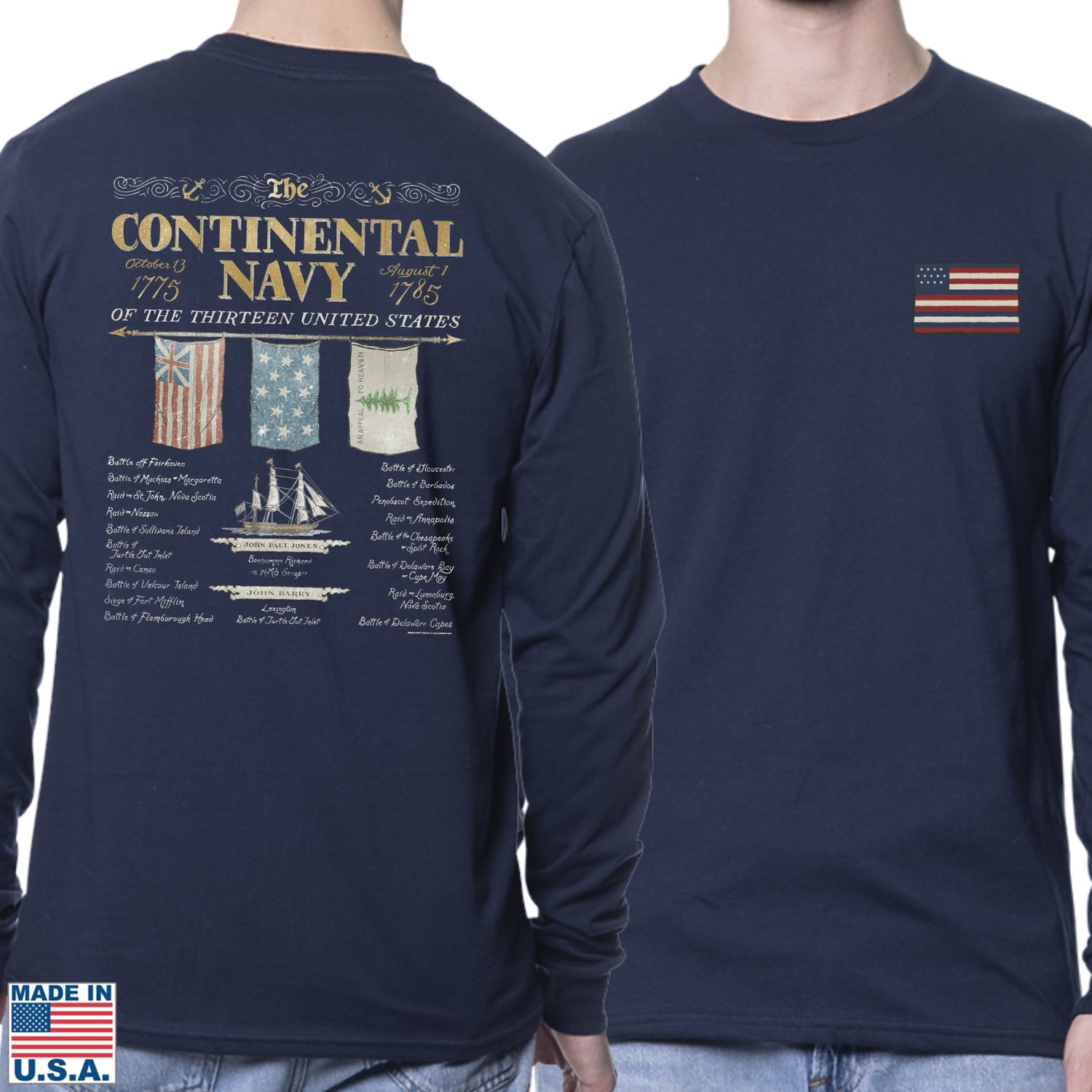 "The Continental Navy" Made in America Long-sleeved Shirt from The History List store