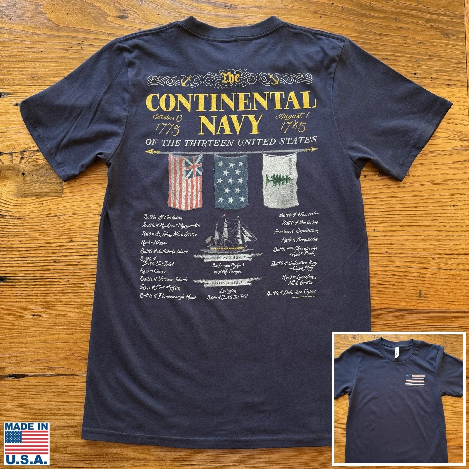 The Continental Navy Made in America t-shirt from The History List Store