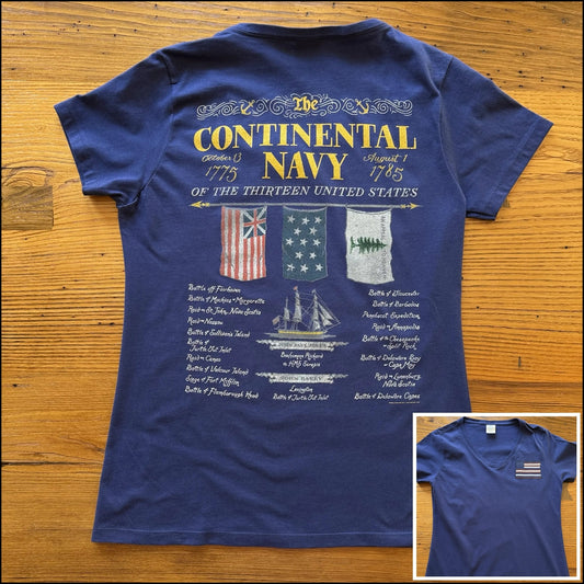 The Continental Navy v-neck shirt from The History List Store